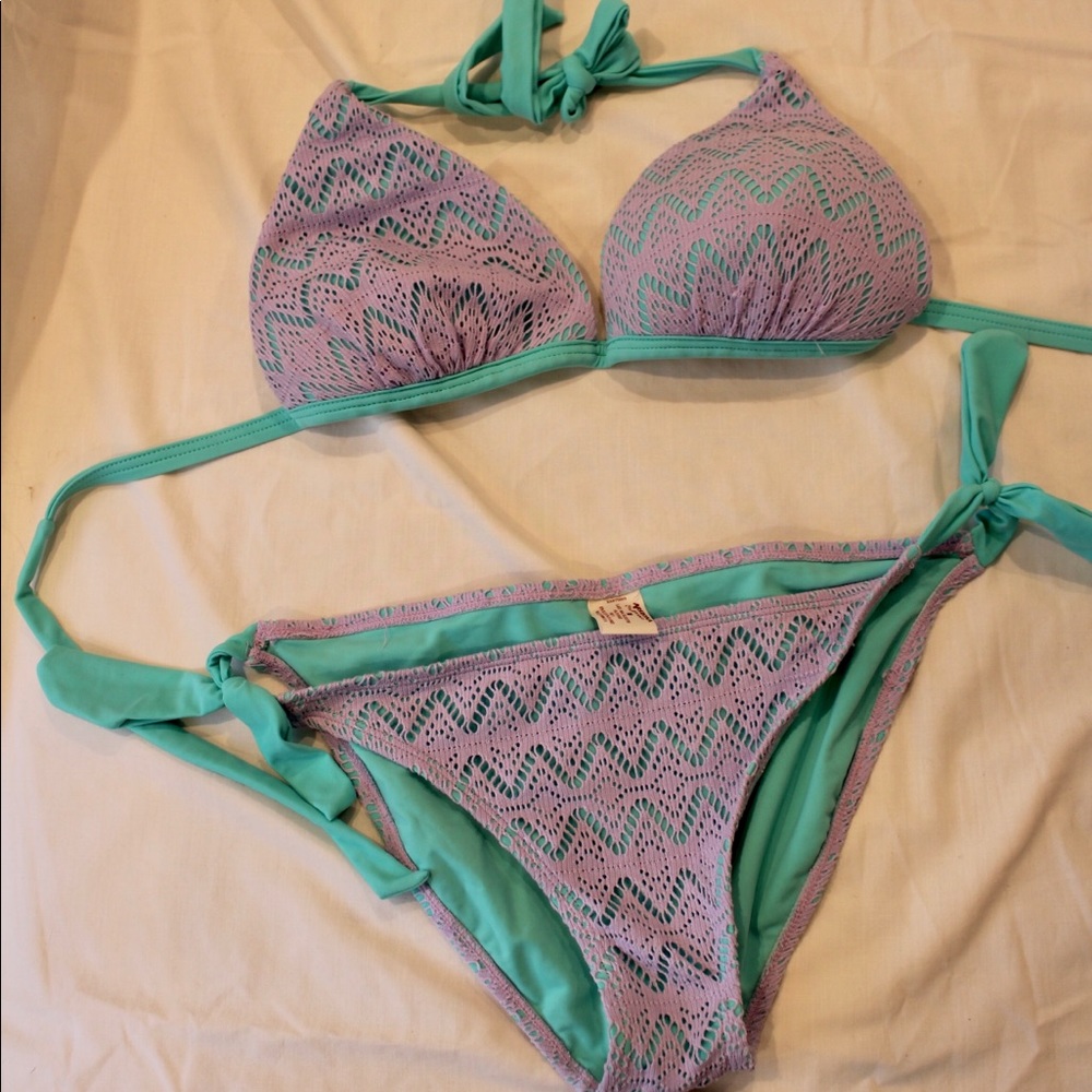 Blue and purple bikini